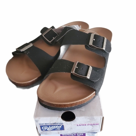 Skechers Relaxed Fit Black Sandals Size 8
